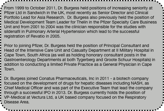 From 1999 to October 2011, Dr. Burgess held positi